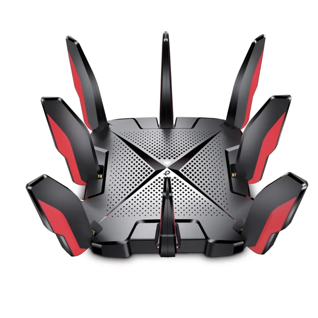 Archer GX90. Router Gaming WiFi 6 Tp-Link AX6600 Triple banda (4804Mbps en 5GHz HE160, 1201Mbps en 5GHz y 574Mbps en 2.4GHz) 1 puerto 2.5Gbps (WAN/LAN) 1 puerto 1Gbps (WAN/LAN) 4 puertos LAN 1Gbps